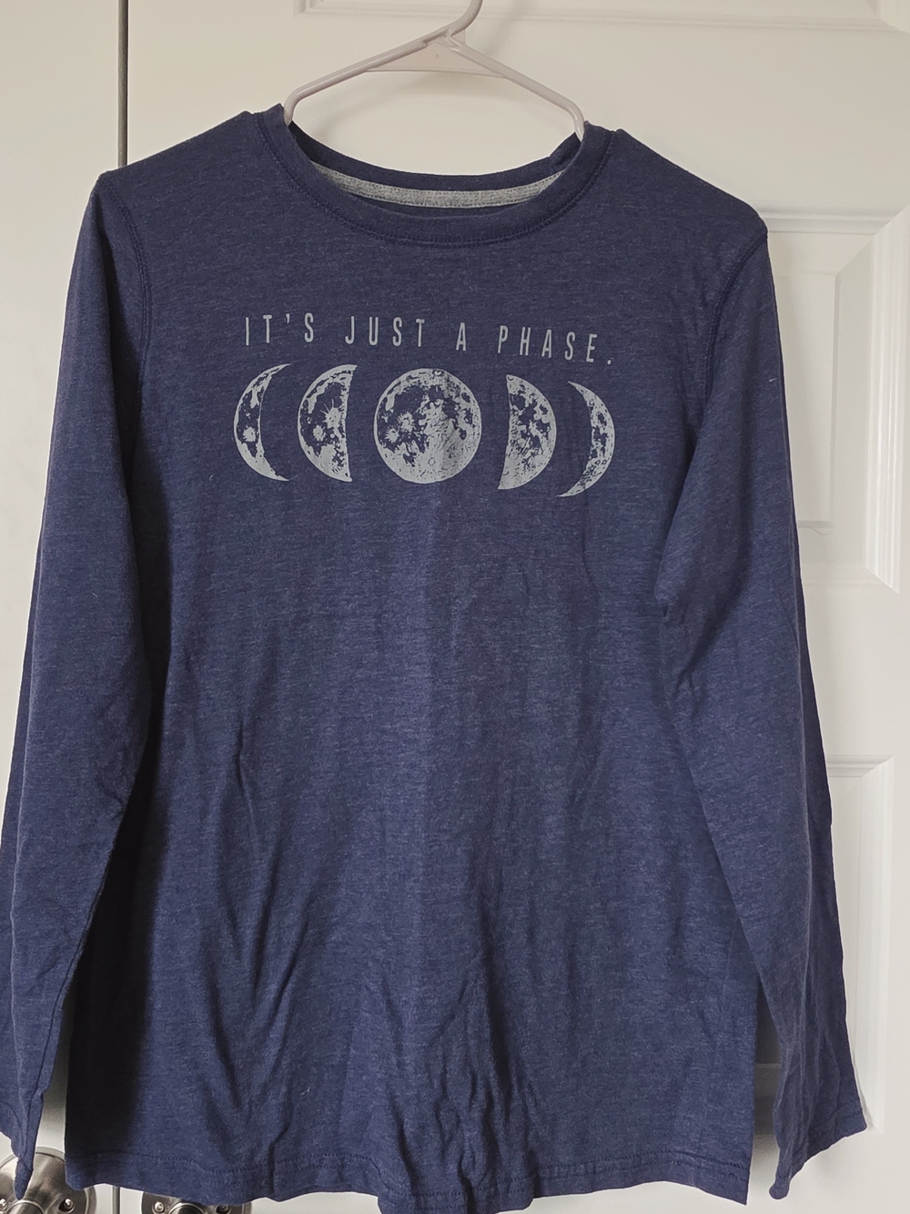 Kids Navy Long Sleeve Tee with Moon Phase Graphic